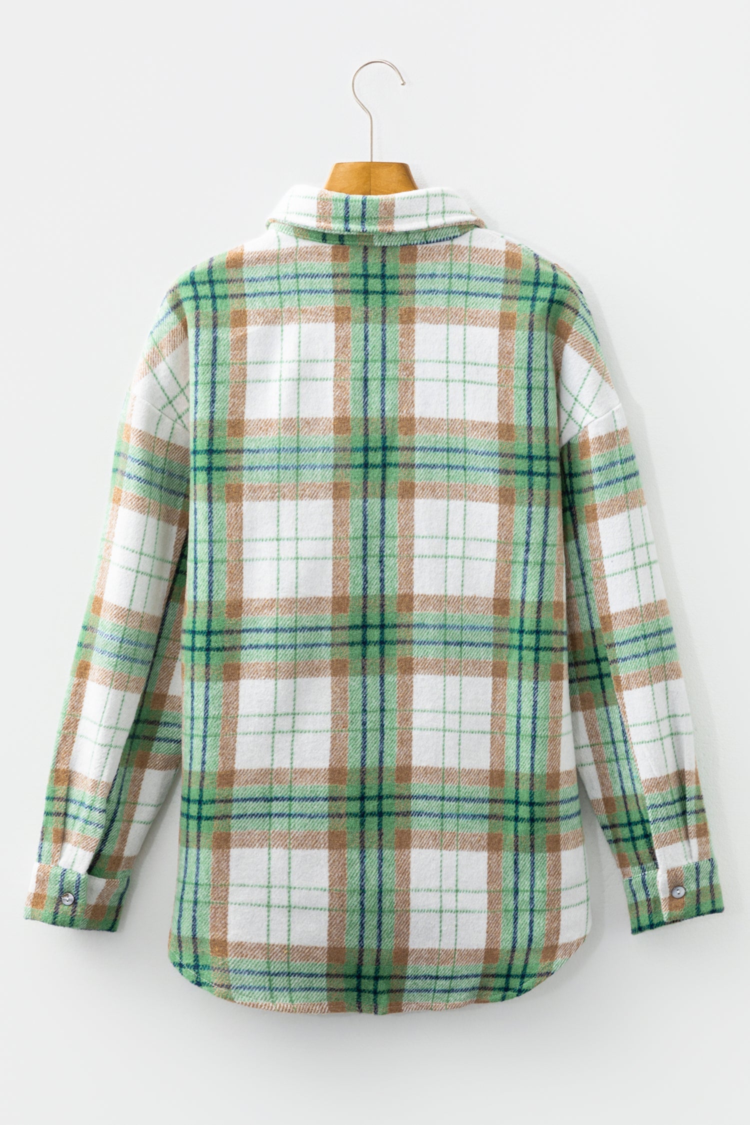 Khaki Christmas Plaid Flannel Shacket Casual Outerwear Dear-Lover Dropshipping