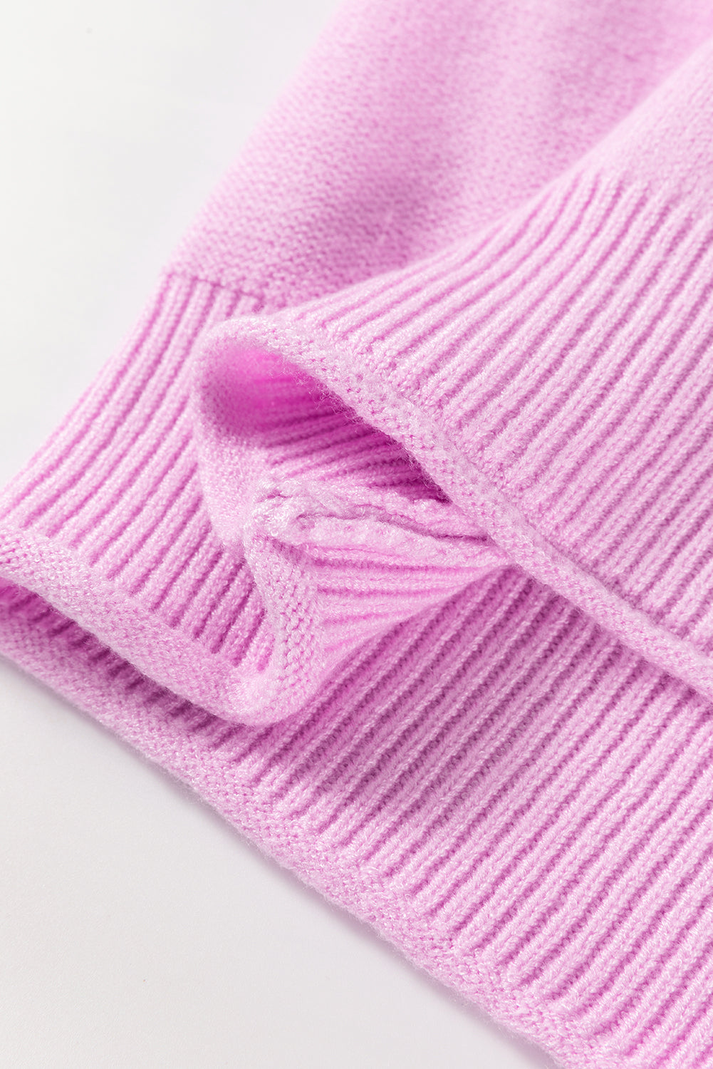 Cozy Pink Drop Shoulder Sweater with Raw Edge and Ribbed Details