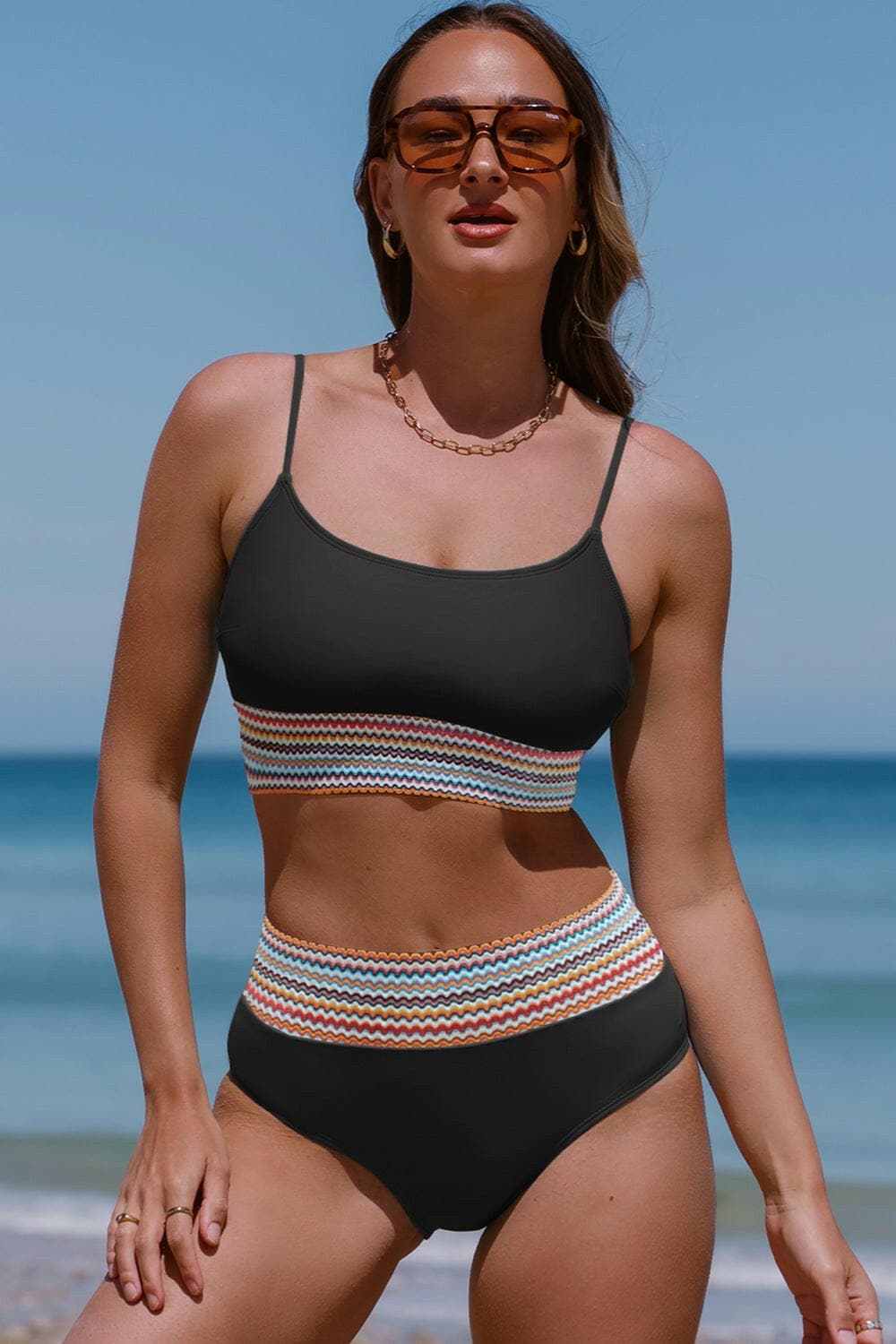 Scoop Neck Spaghetti Strap Two-Piece Swim Set.