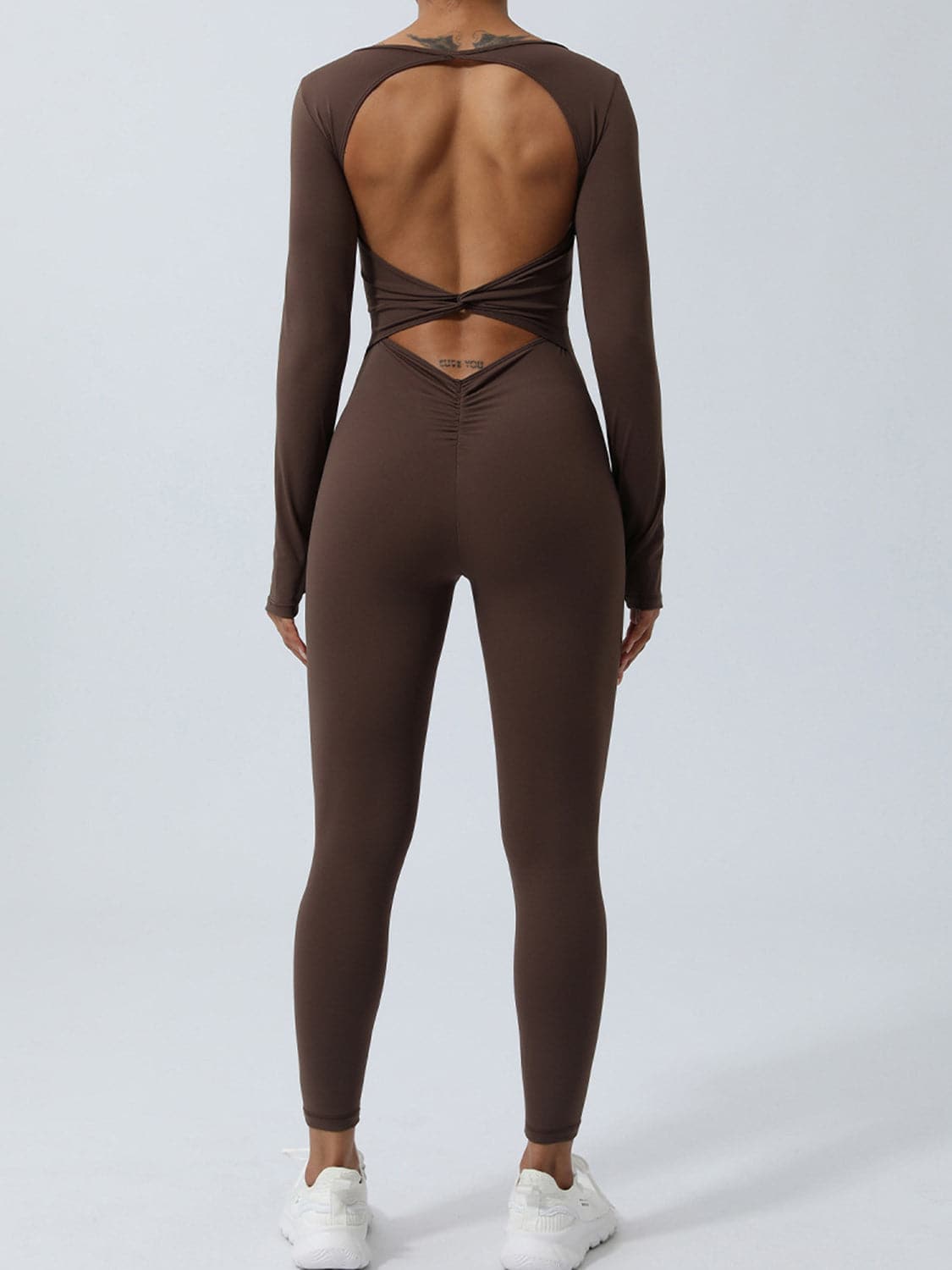 Twisted Backless Long Sleeve Jumpsuit.