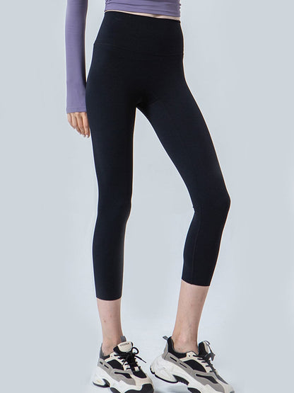 Wide Waistband Cropped Sports Leggings.