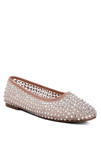 Rhinestone mesh ballerinas for chic comfort