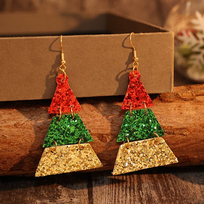 Sparkling PU leather sequin dangle earrings