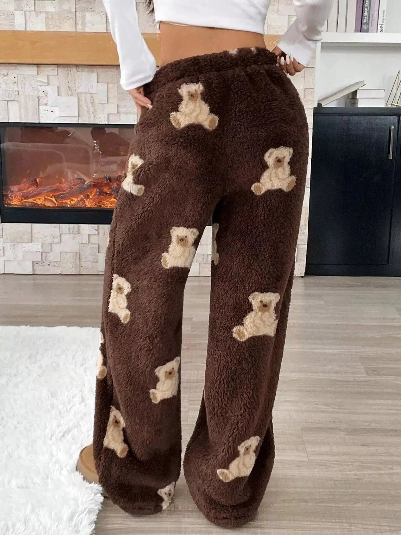 Teddy Bear Print Fluffy Pants Simply Love