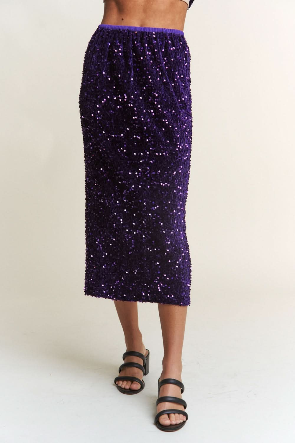 J.NNA sequin midi skirt with slit