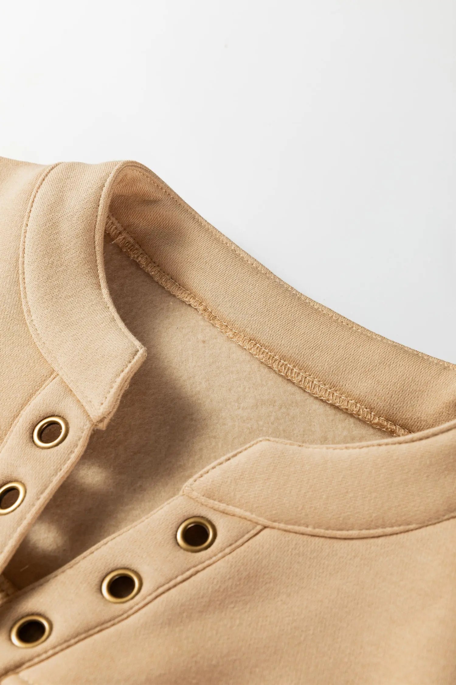 Dear-Lover Beige Sweatshirt Women's Casual Everyday Pullover V-Neck Soft Dear-Lover Dropshipping