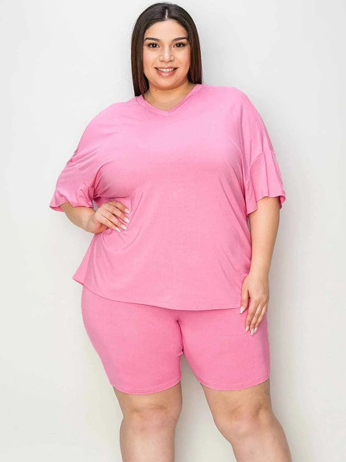 Basic Bae v-neck t-shirt & shorts set - Love Salve 