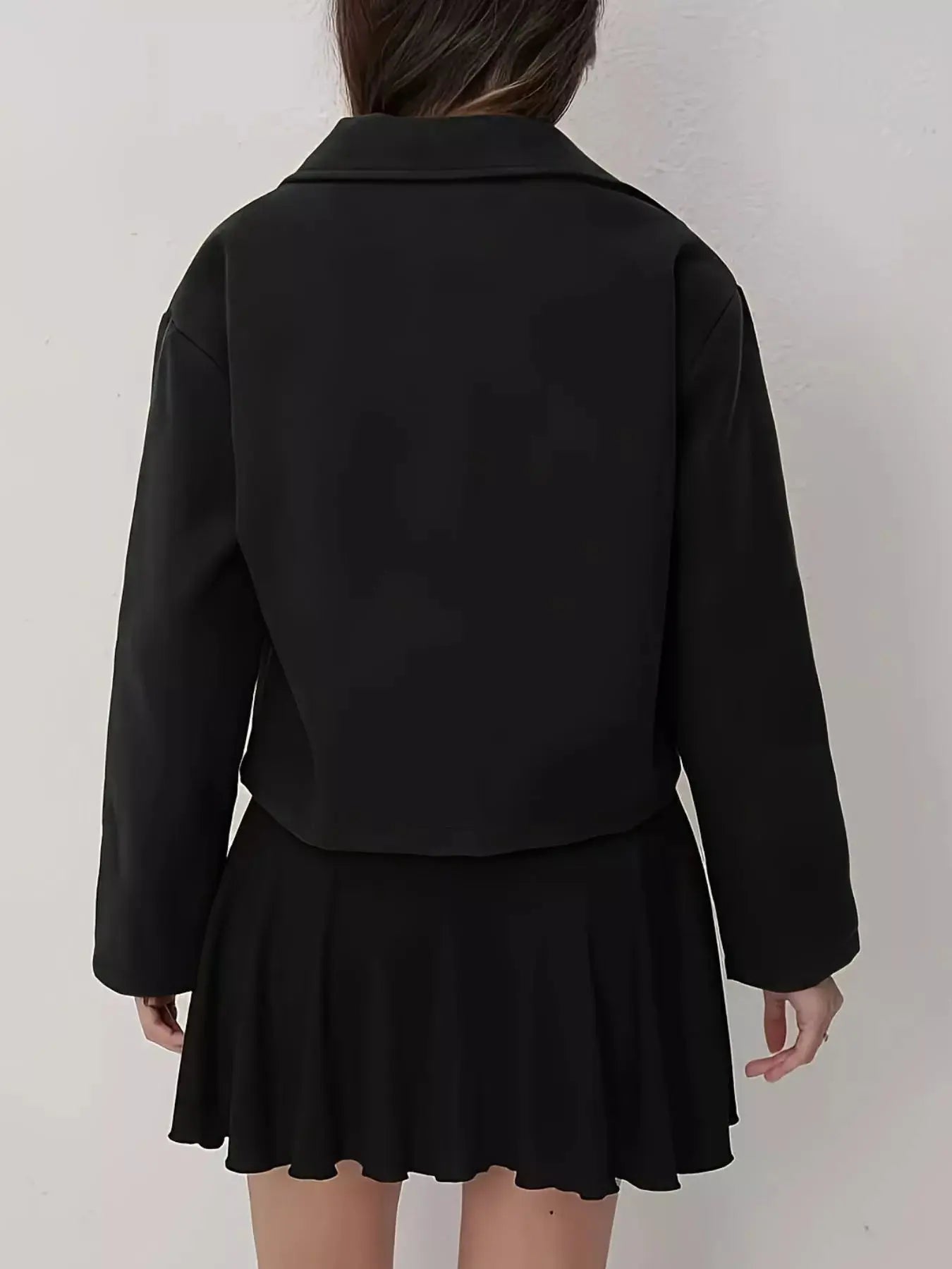 Cropped Zip-Up Pocketed Jacket Simply Love