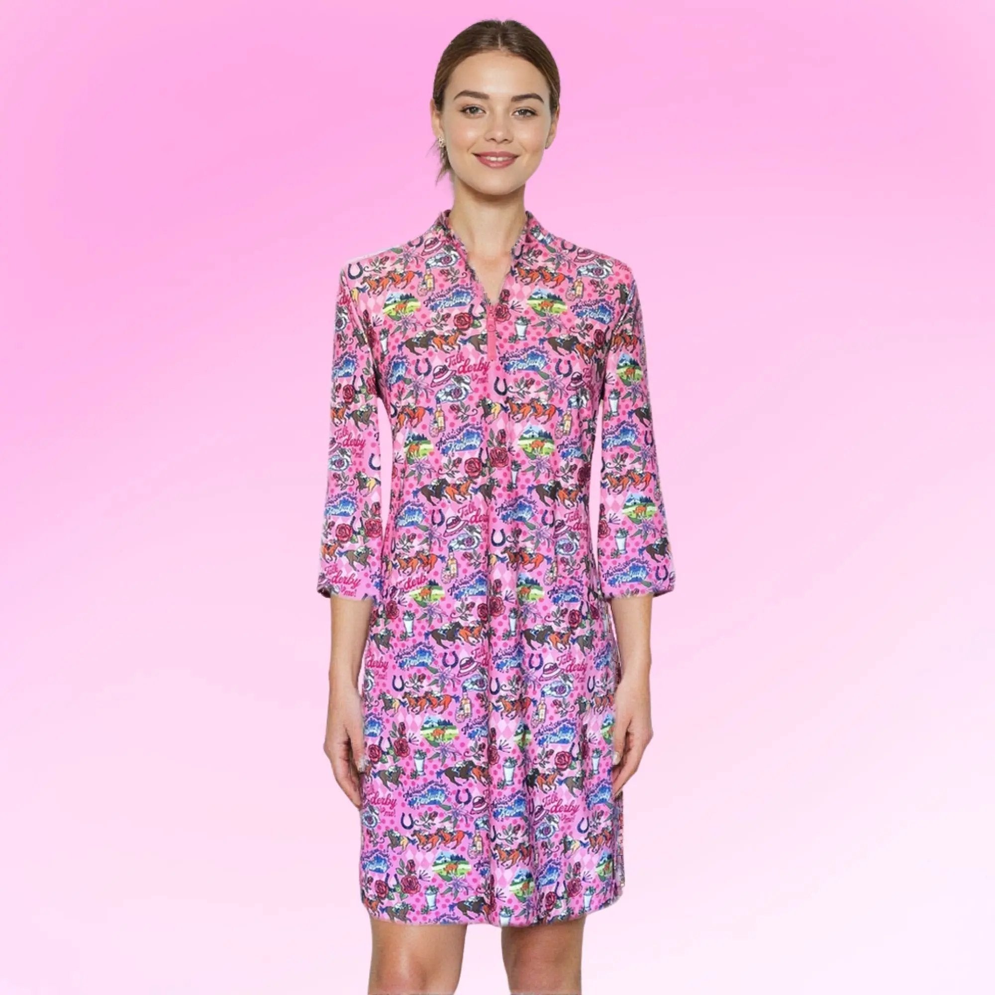 Doral Three Quarter Sleeve Polo Dress Talk Derby To Me Katherine Way