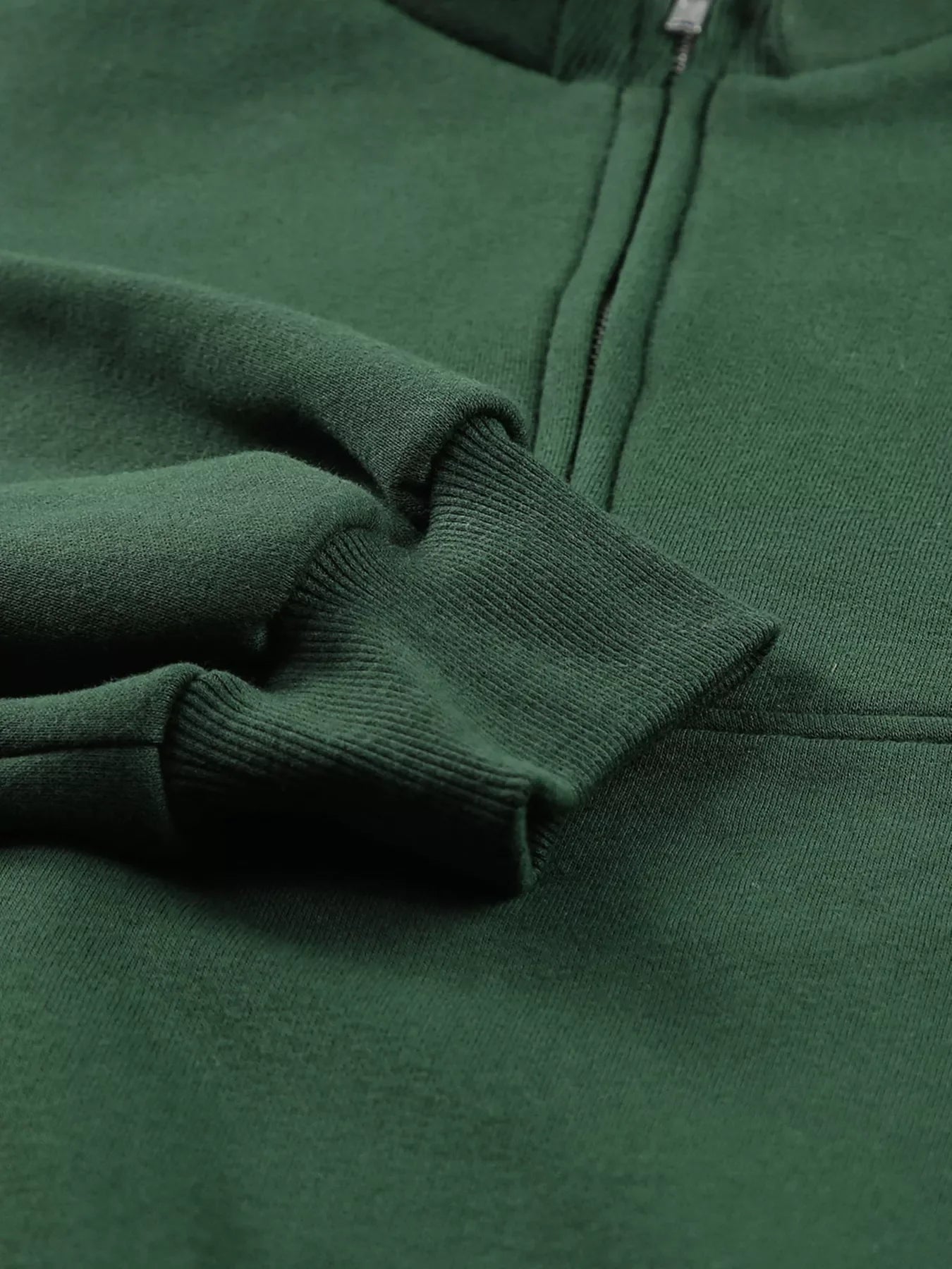 Half Zip Stand Collar Exposed Seam Solid Color Casual Sweatshirt Simply Love