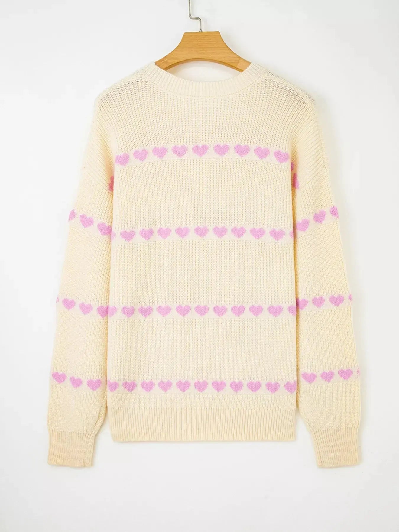 Heart Pattern Valentine Ribbed Knit Sweater Simply Love