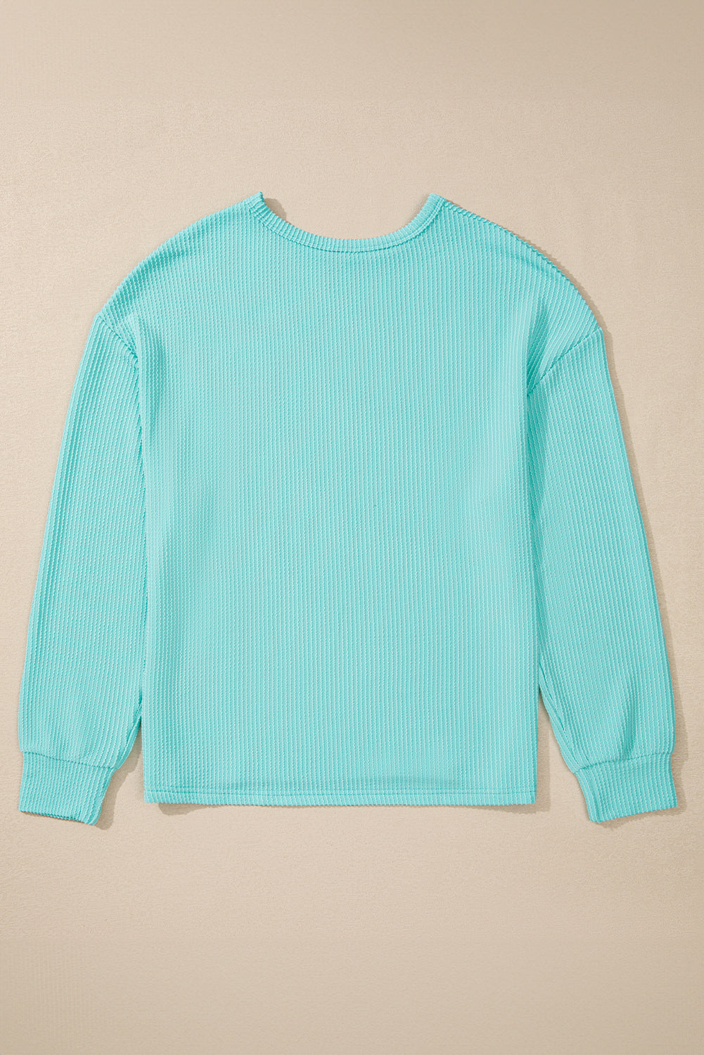 Aruba blue cozy corded knit top with round neck design