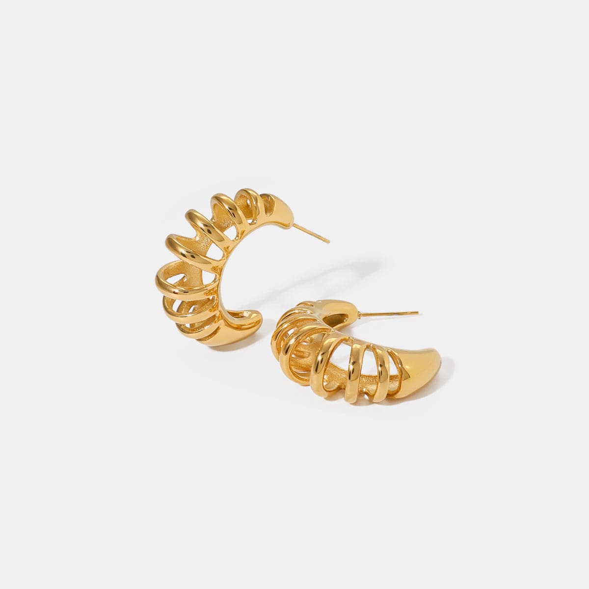 Elegant gold-plated stainless steel C-hoop earrings