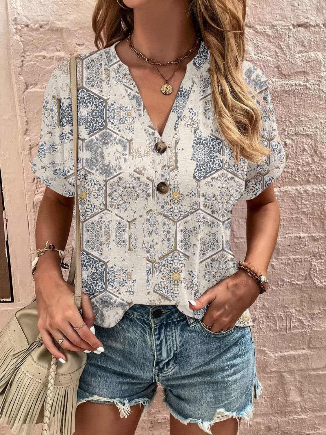 Chic sheer short sleeve blouse - Love Salve 