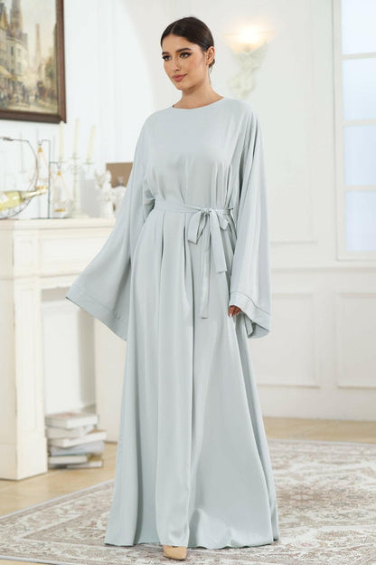 Round Neck Kimono Sleeve Tie Waist Dress.