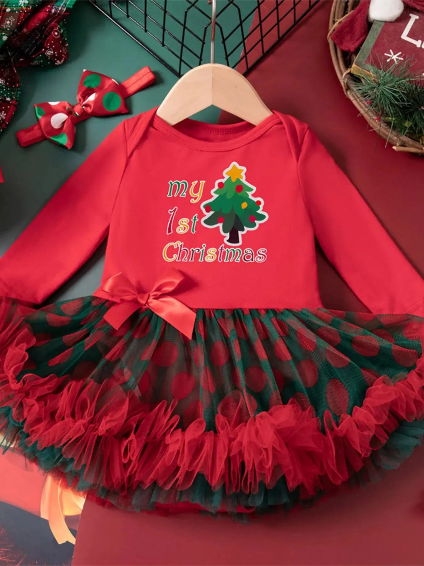 Children's Christmas Stocking Tulle Ruffle Dress Simply Love