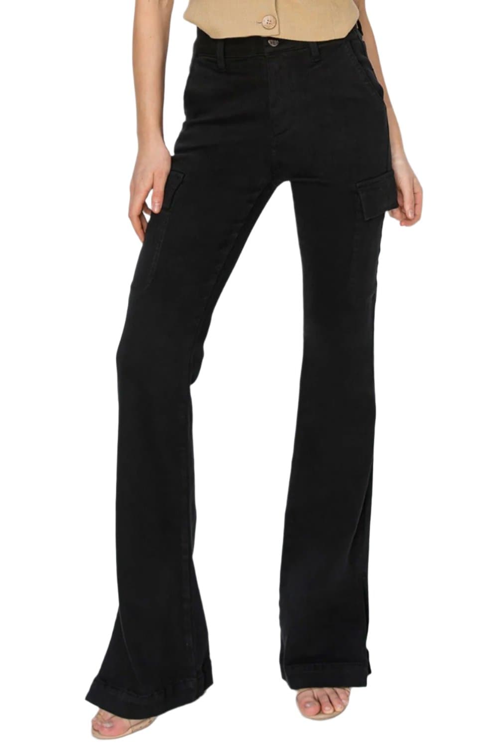 Risen Full Size High Rise Side Slit Cargo Bootcut Jeans.