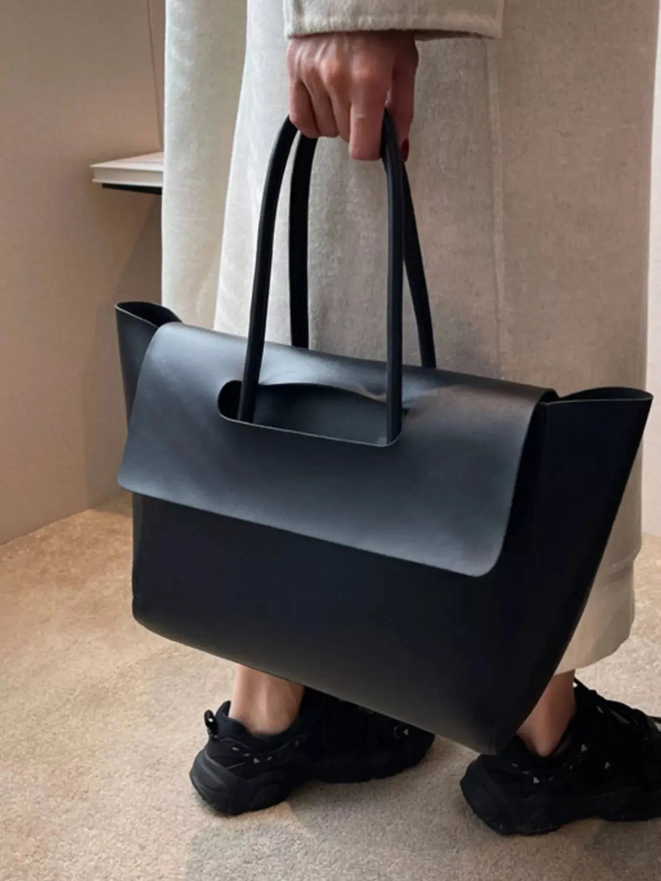 Solid Color Leather Handbag Simply Love
