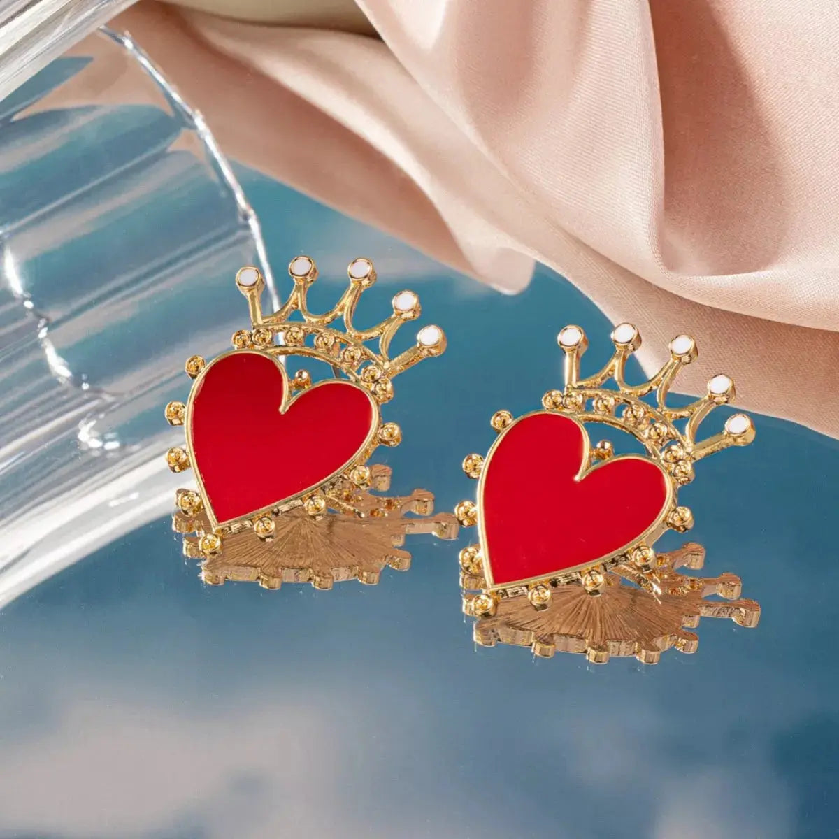 Crown Heart Stud Earrings Simply Love