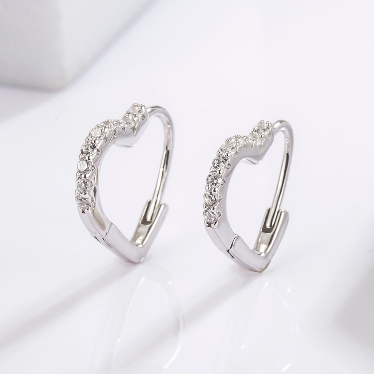 925 Serling Silver Zircon Heart Shape Earrings Coco’s Tee Boutique