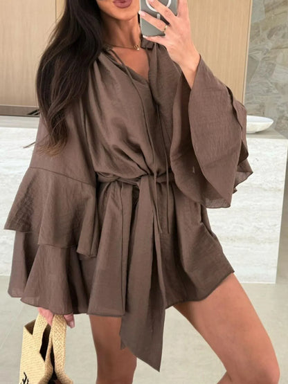 Flirt & Flow Bell Sleeve Mini Dress