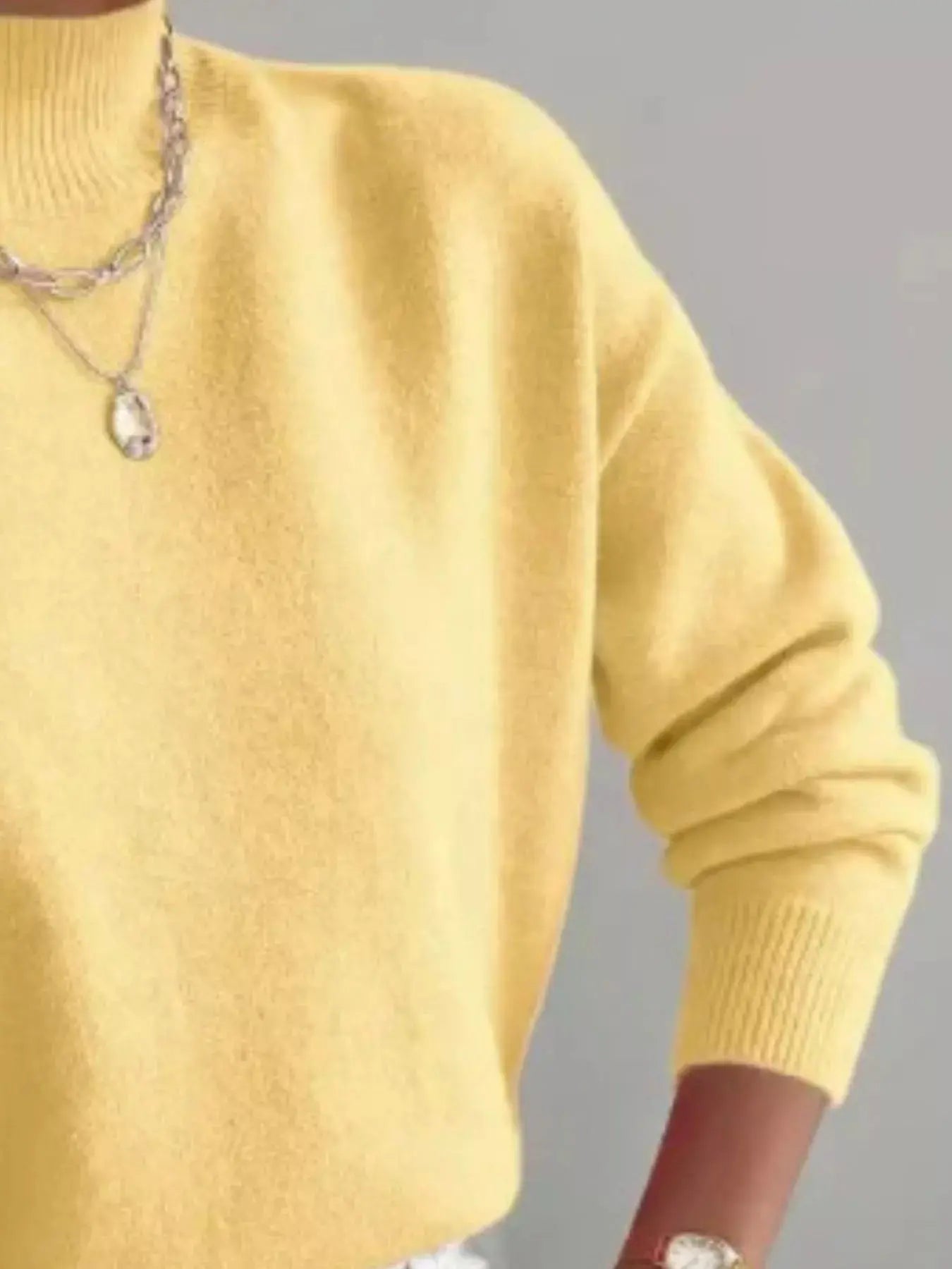 Mock Neck Dropped Shoulder Sweater Simply Love