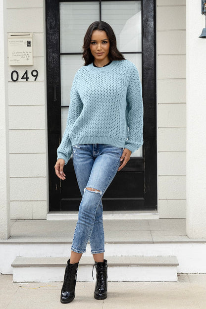 Round Neck Long Sleeve Sweater.