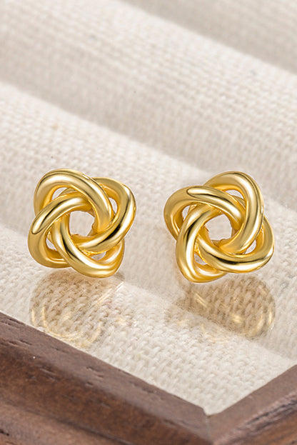 Gold Minimalism Knotted Plated Stud Earrings