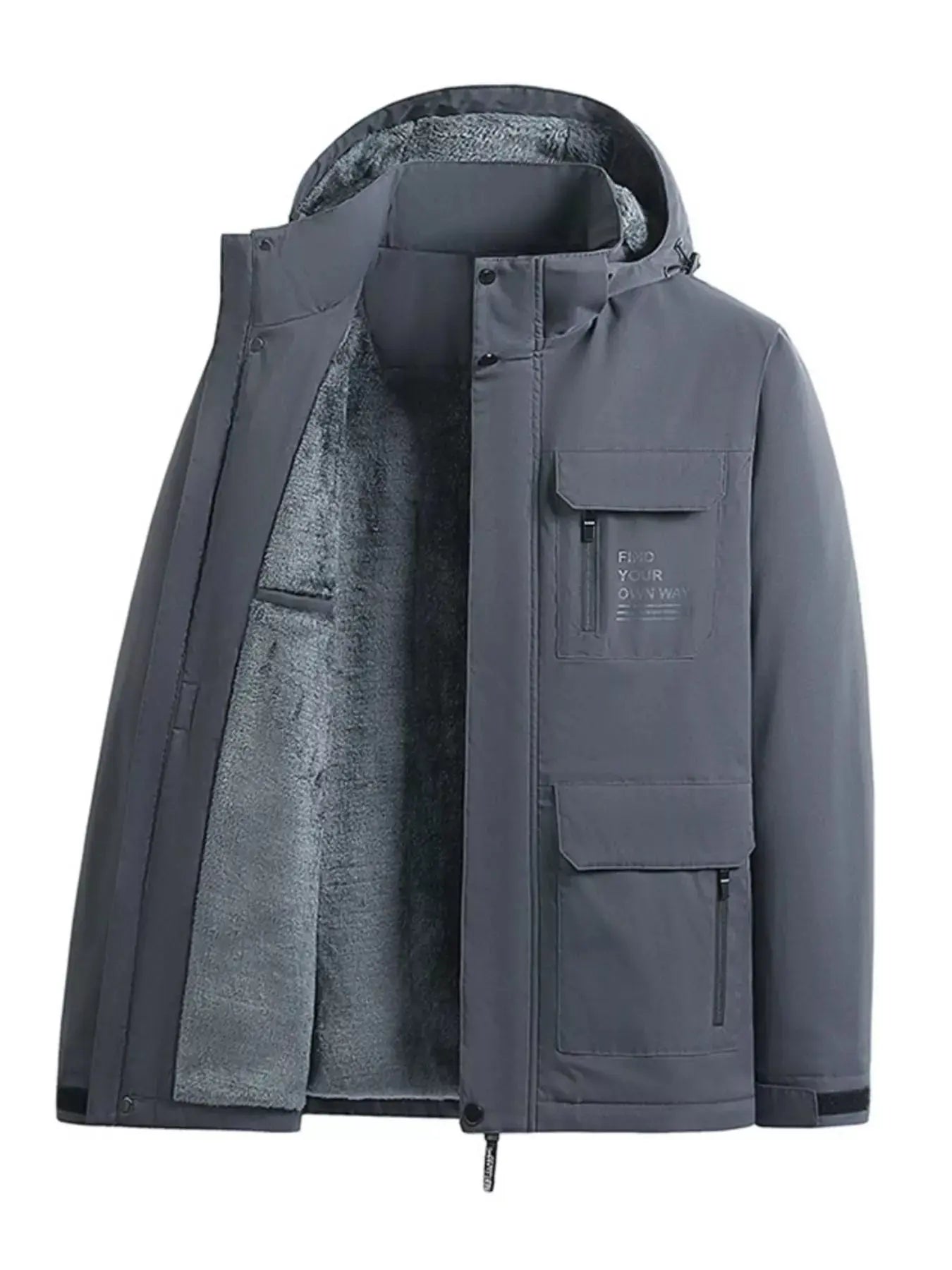 Men's Plus Size Warm Fleece Lined Hooded Winter Coat Simply Love