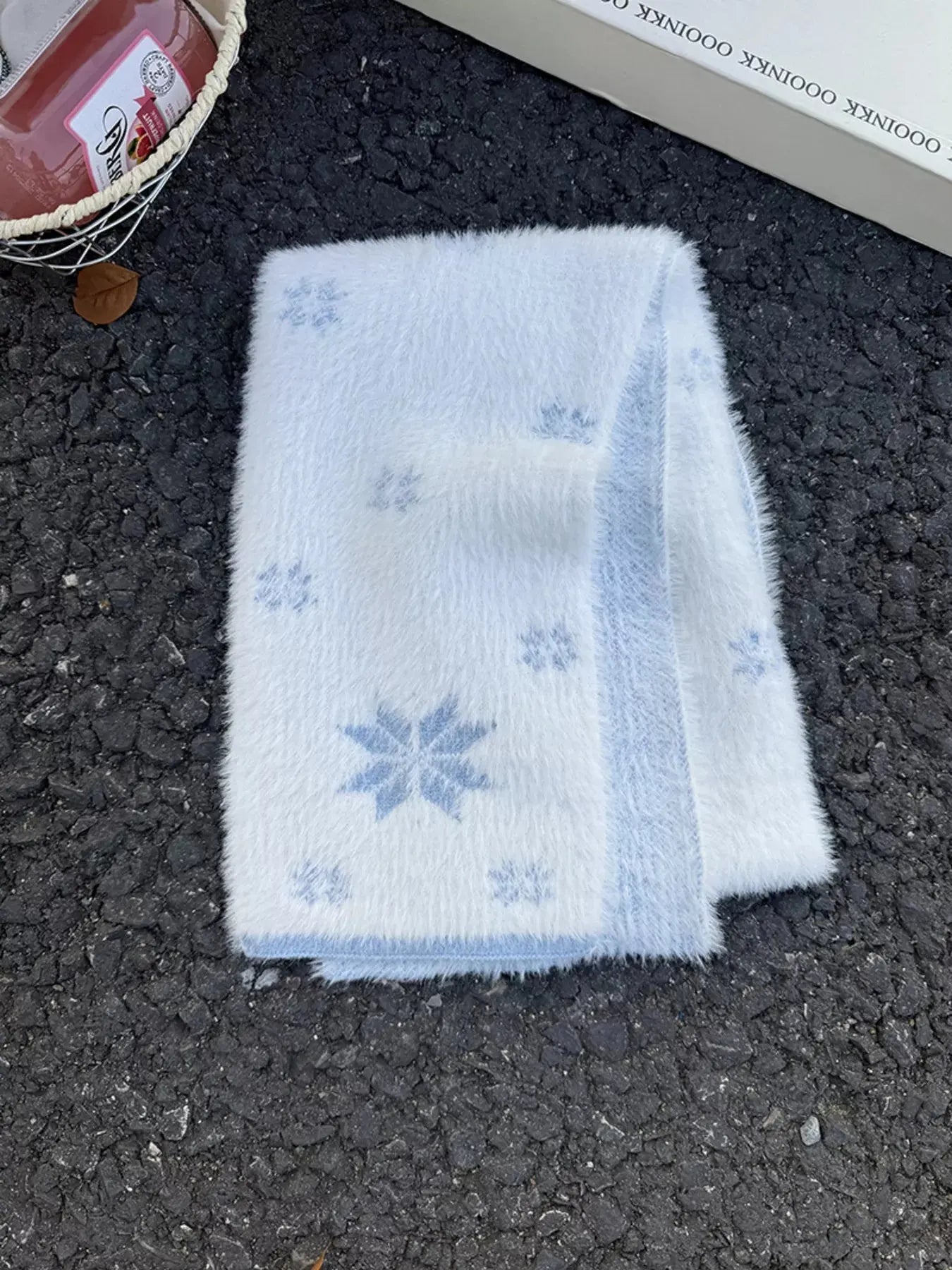 Fluffy Snowflake Pattern Winter Scarf Simply Love