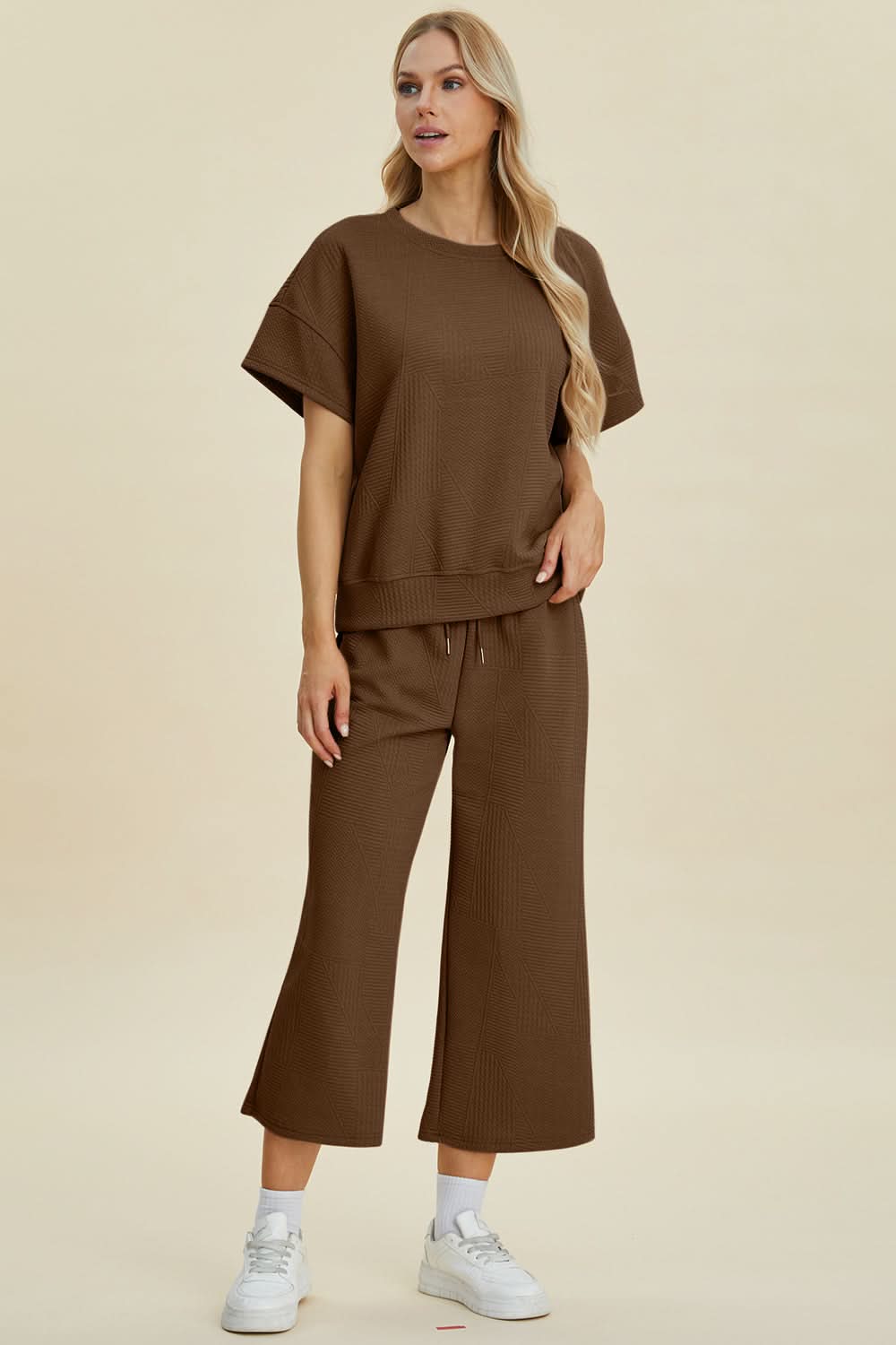 Double Take texture top and pants set