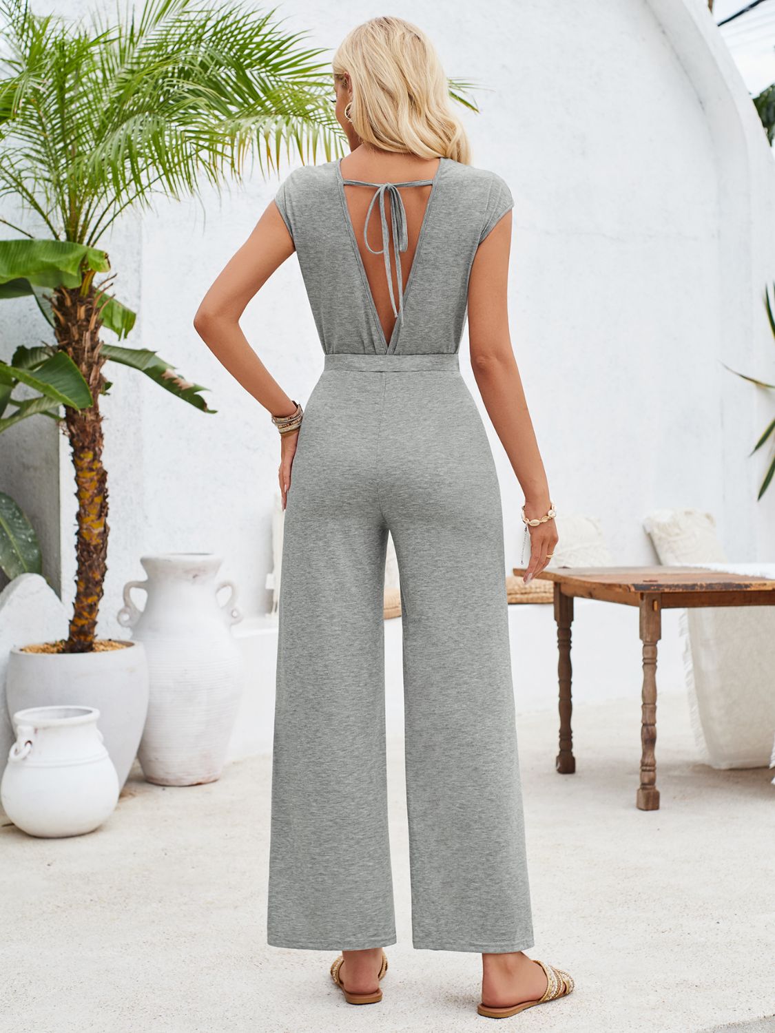 Twisted Round Neck Cap Sleeve Jumpsuit Coco’s Tee Boutique