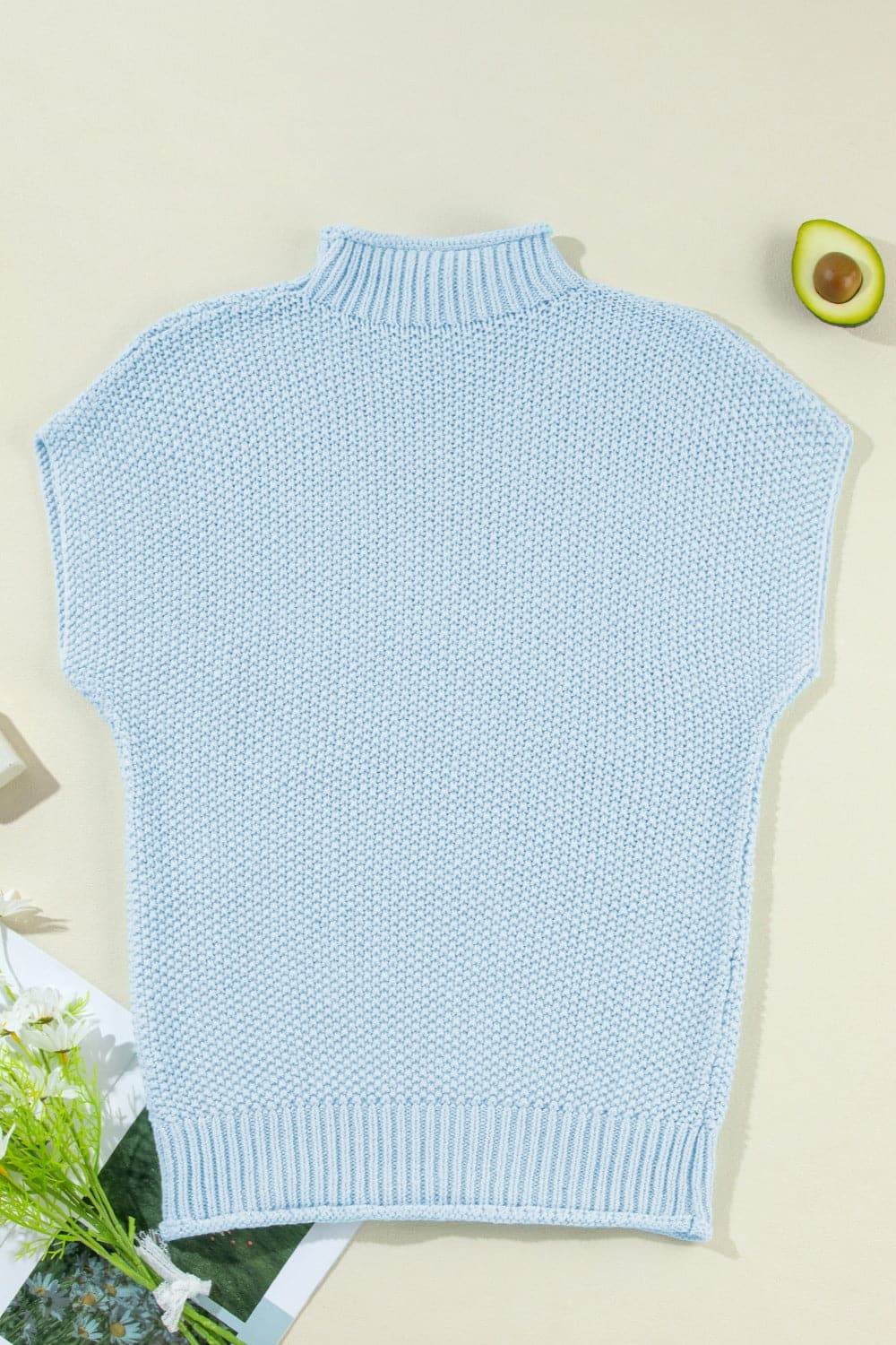 Turtleneck Cap Sleeve Sweater.