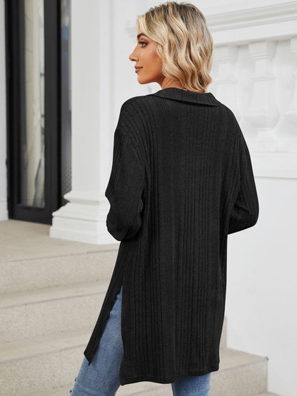 Sheer slit long sleeve t-shirt