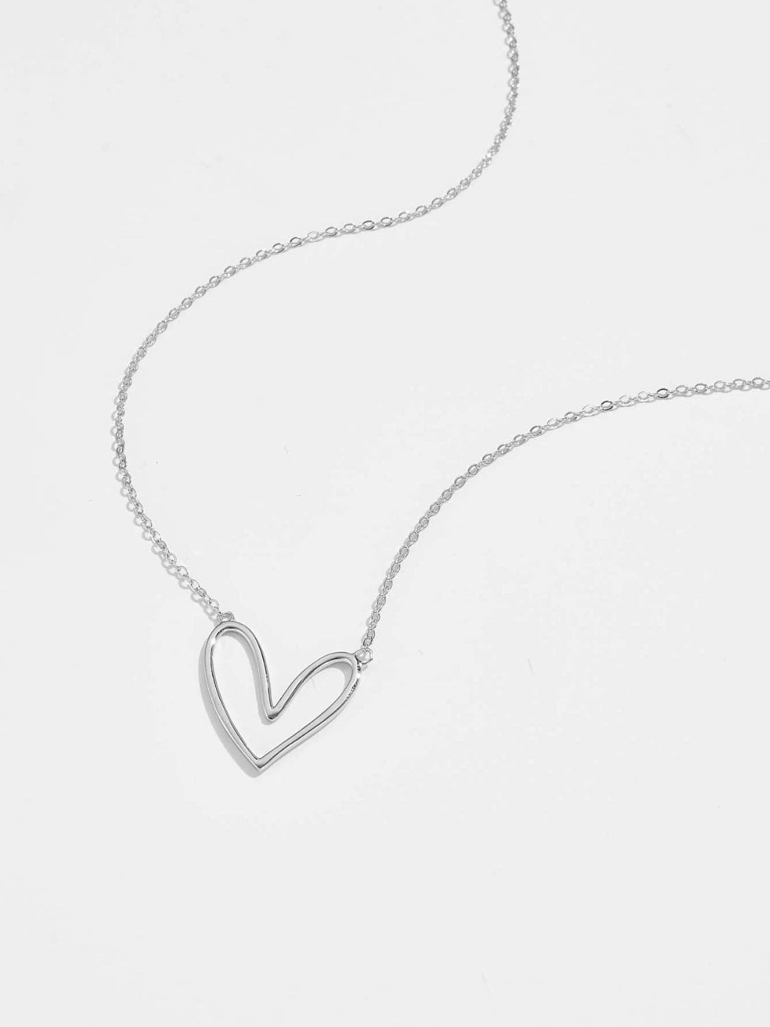 925 Sterling Silver Heart Pendant Necklace.