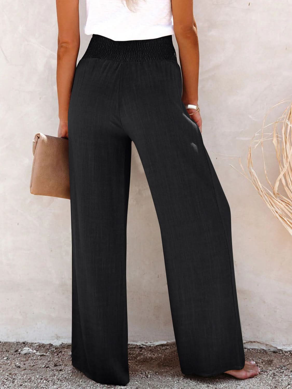 High-Waisted Decorative Button Trousers