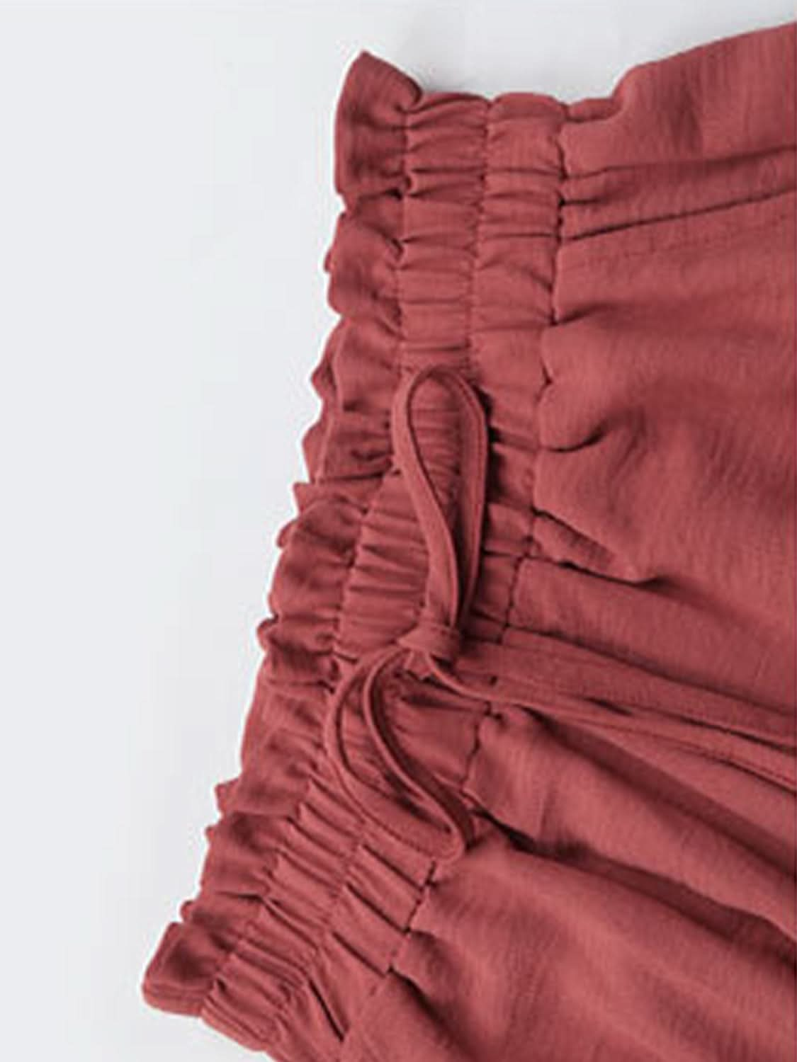 Frill-Detail Tie-Waist Wide Leg Trousers