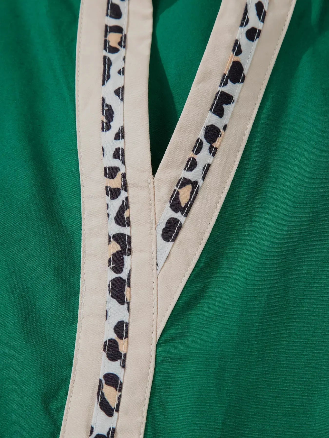 Puffy Flounce Sleeve Leopard Trim V Neck Blouse Simply Love