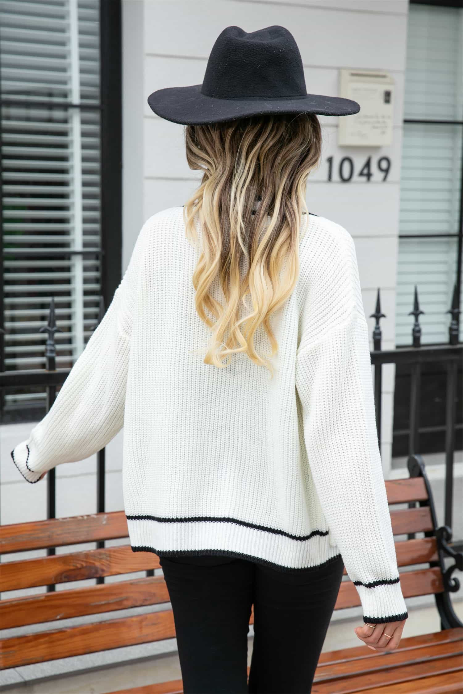 Waffle Knit V-Neck Cardigan with Pocket.