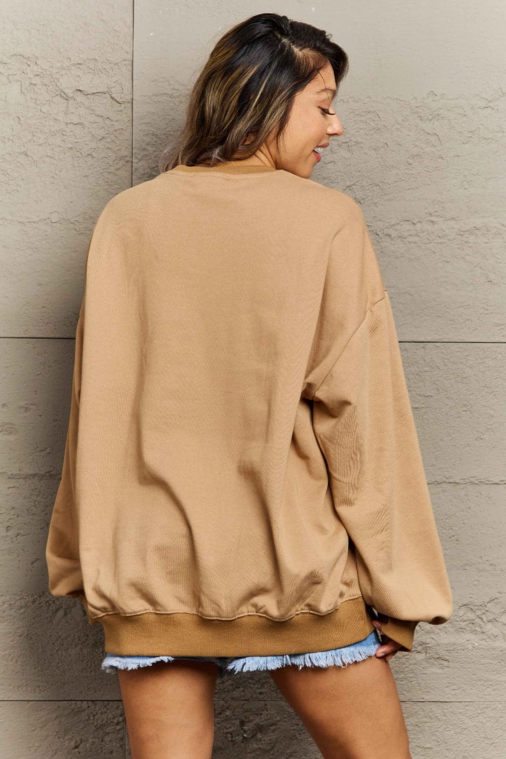 Cozy chic round neck long sleeve sweatshirt