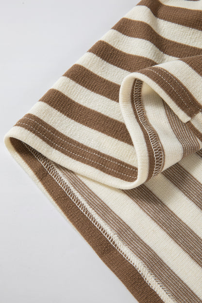 Chic brown striped plus size hoodie