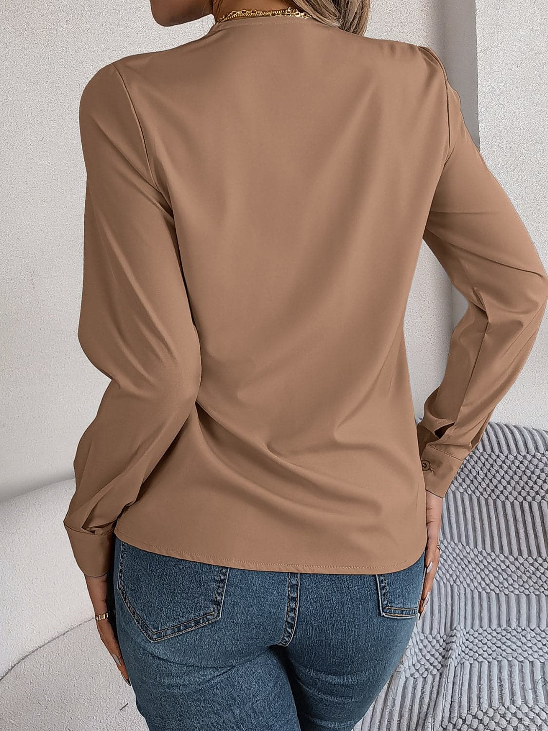 V-Neck Long Sleeve Blouse.