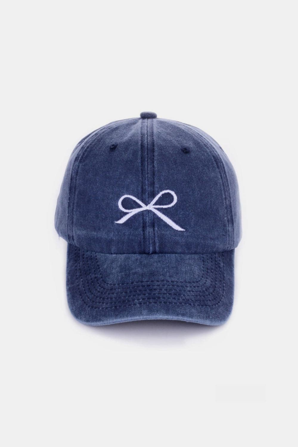 Zenana Bow Embroidered Washed Cotton Caps.