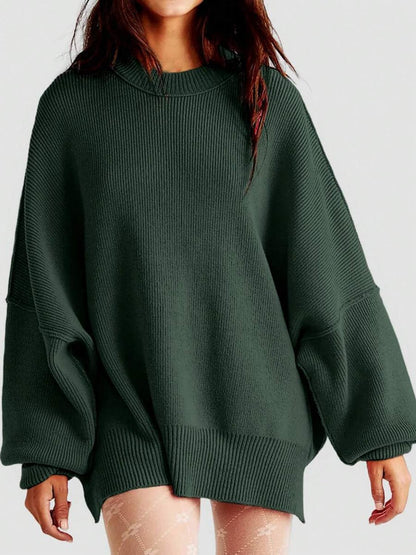 Cozy chic long sleeve sweater with side slits