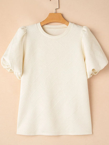 Textured Puff Sleeve T-Shirt