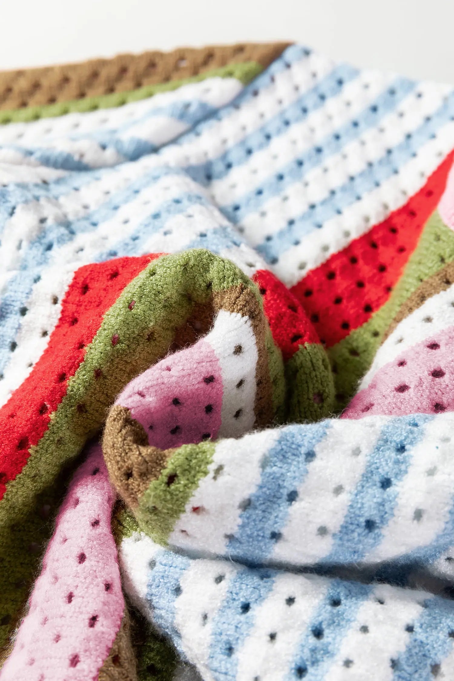 Multicolour Striped Pointelle Knit Short Sleeve Sweater Dear-Lover Dropshipping