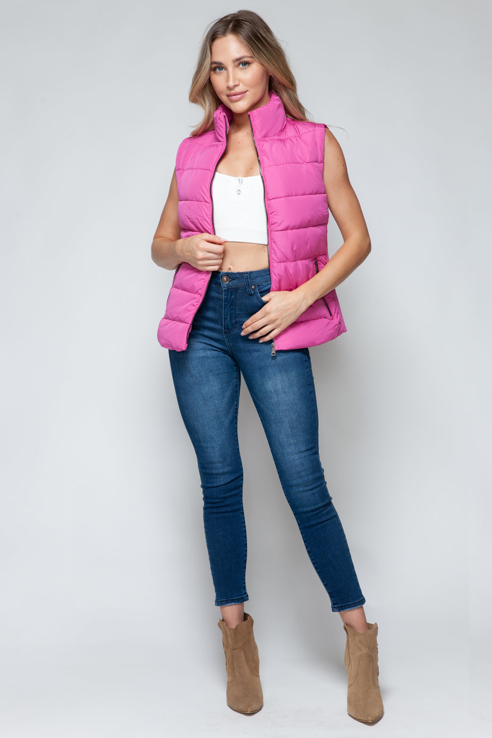 Snobbish Zip Up Turtleneck Vest with Pockets Coco’s Tee Boutique
