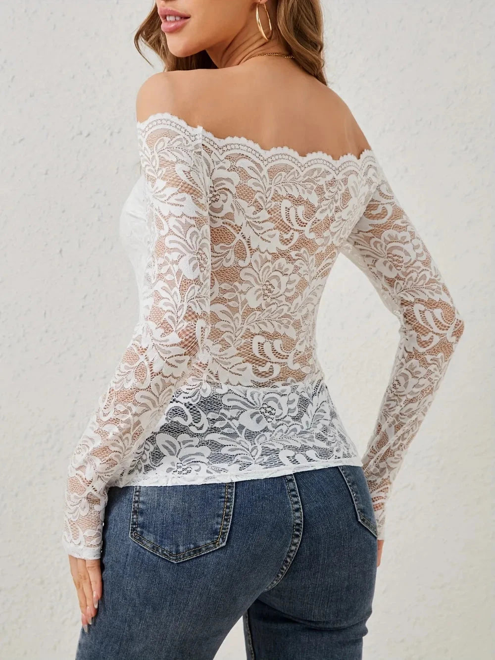 Off-Shoulder Long Sleeve Lace Top Coco’s Tee Boutique