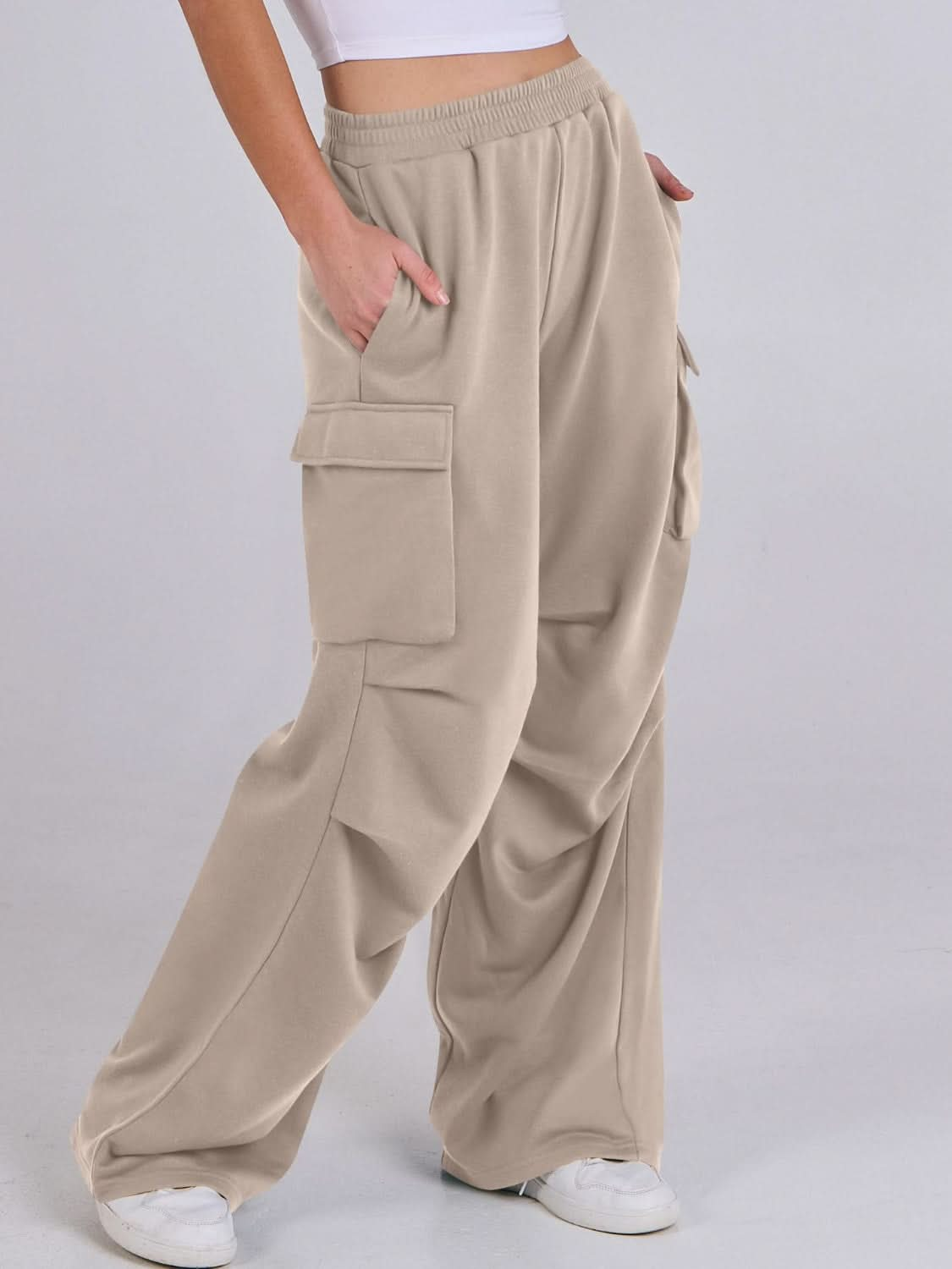 Wide-Leg Comfort Pants with Elastic Waist and Pockets