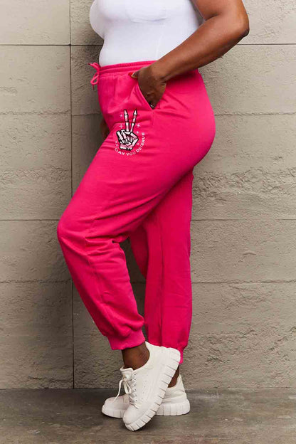 Simply Love Simply Love Full Size Drawstring DAY YOU DESERVE Graphic Long Sweatpants.